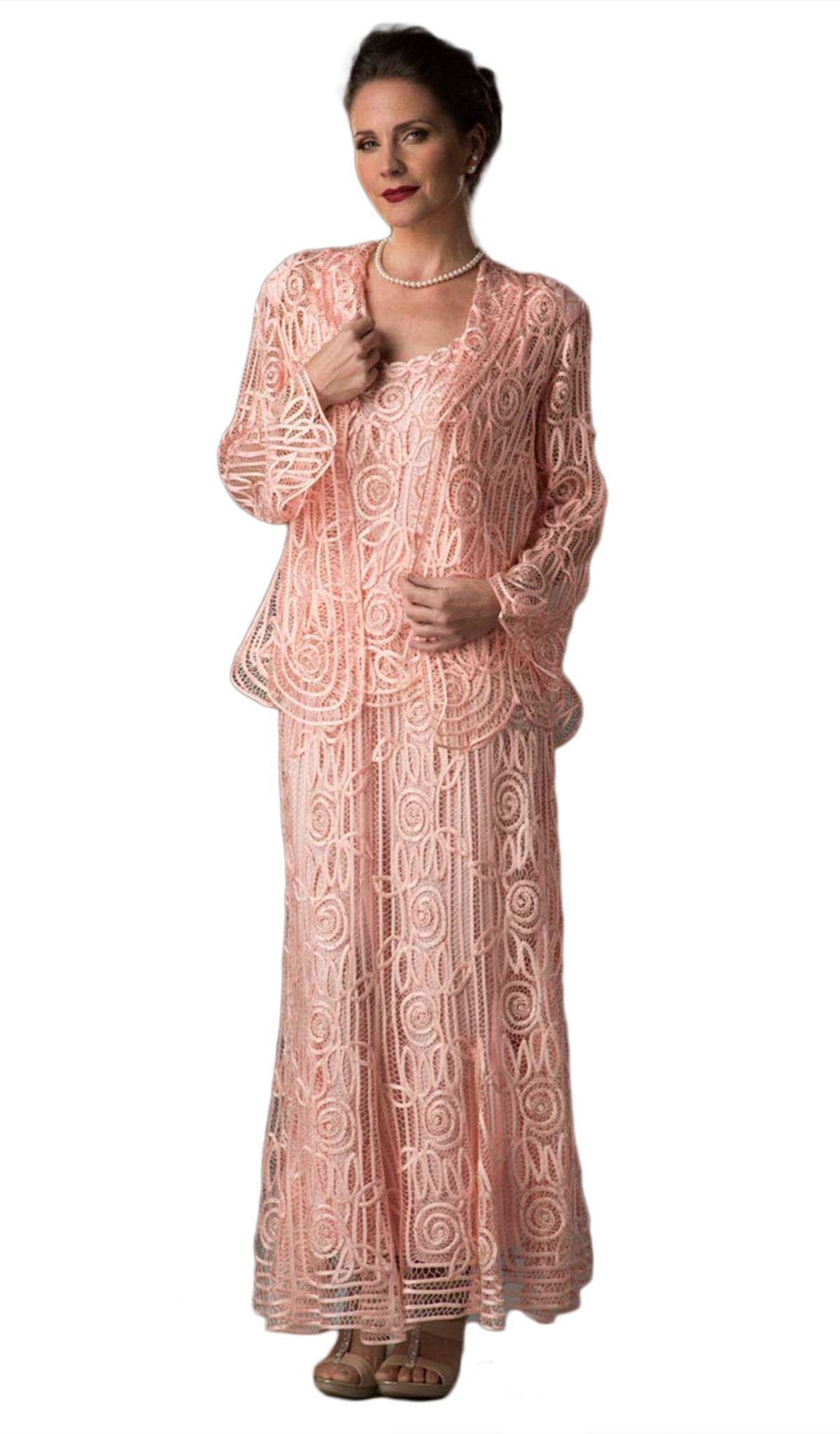 Soulmates - C1067SC Three Piece Full Length Embroidered Dress