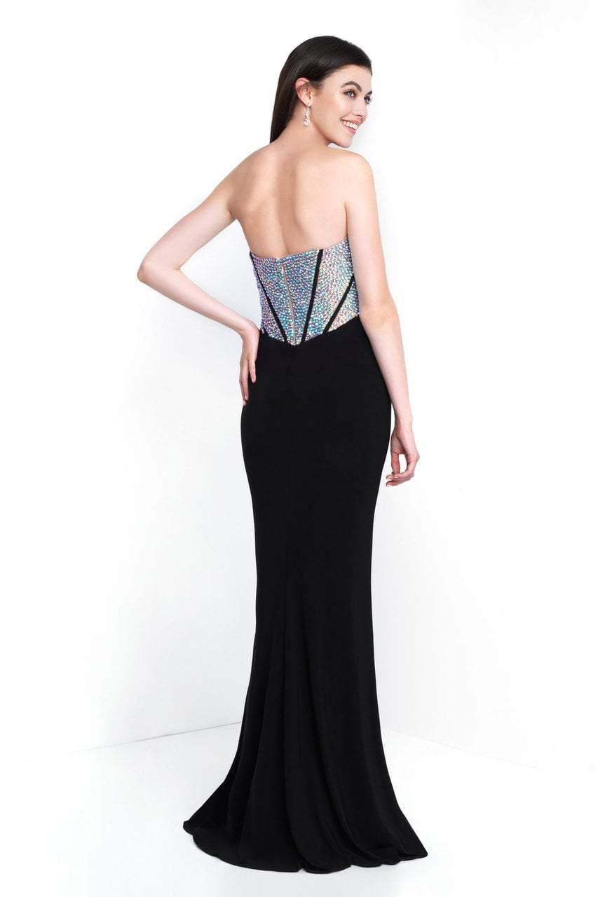 Blush - C1085 Embellished Sweetheart Fitted Jersey Gown In Black