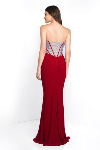 Blush - C1085 Embellished Sweetheart Fitted Jersey Gown In Red