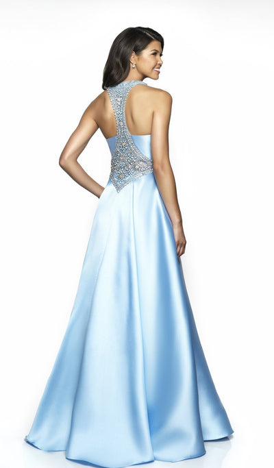 Blush by Alexia Designs - C2056 Bead Embellished A-Line Gown In Blue