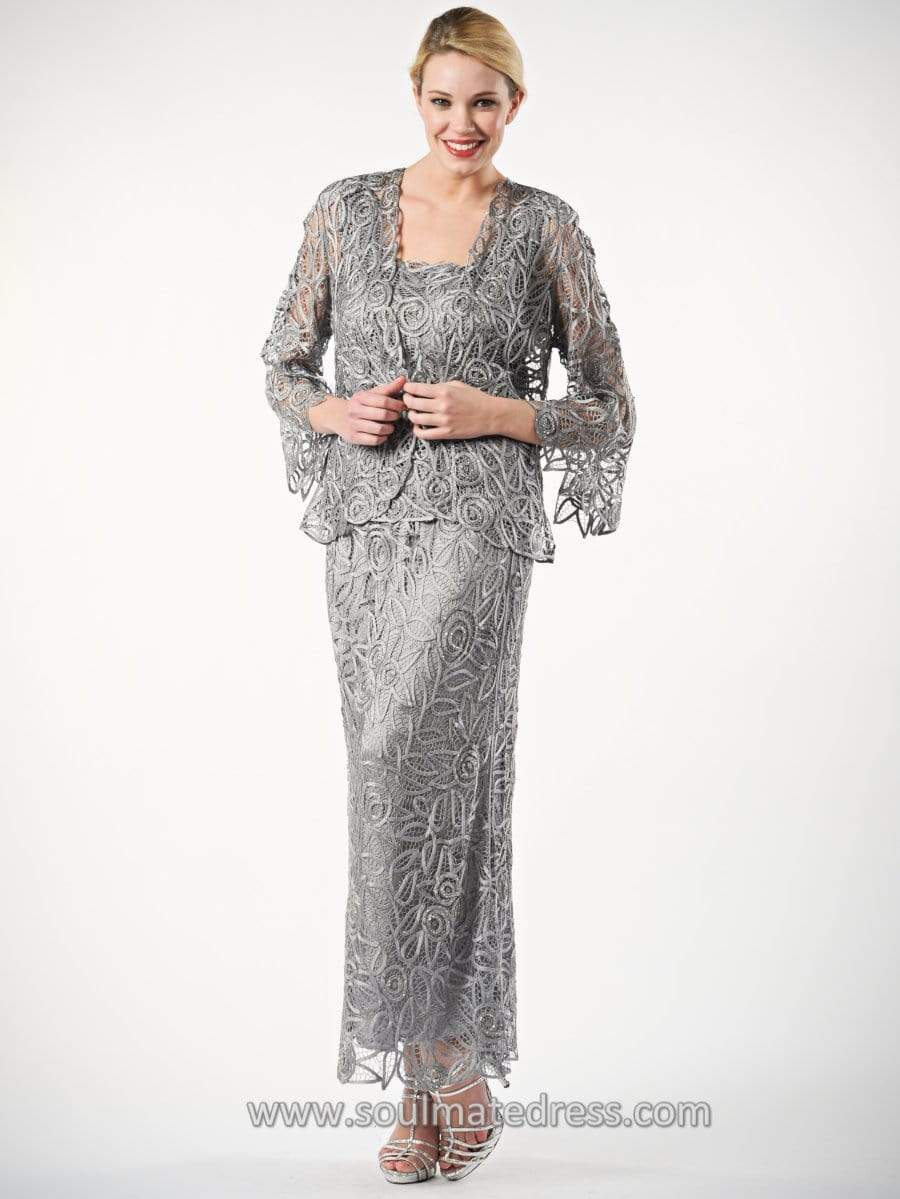 Soulmates - C710 Quarter Bell-Sleeve Jacket Three Piece Skirt Set Mother of the Bride Dresses