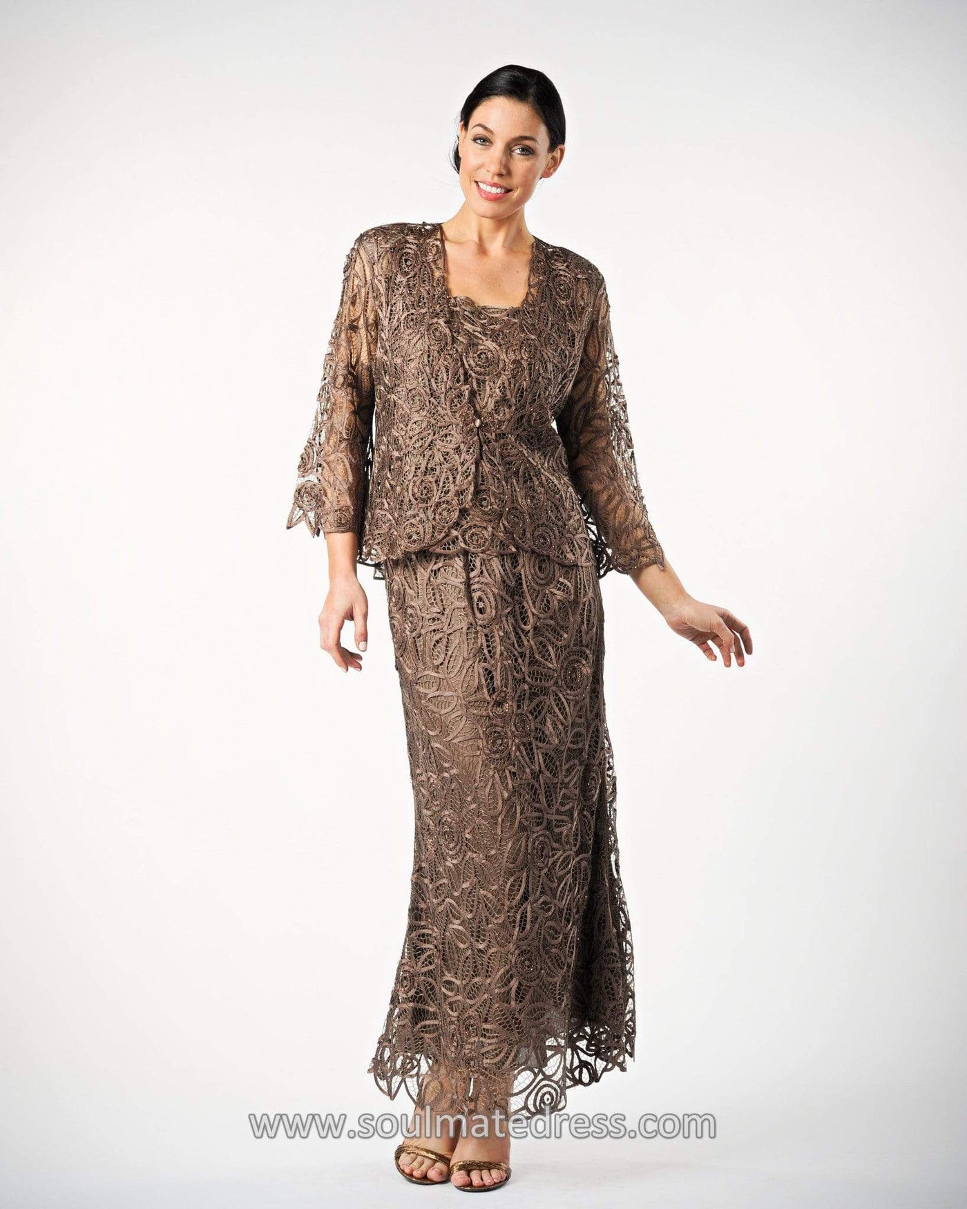 Soulmates - C710 Quarter Bell-Sleeve Jacket Three Piece Skirt Set Mother of the Bride Dresses