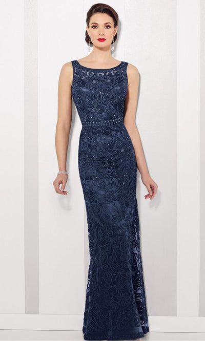 Cameron Blake by Mon Cheri - 115604 Bateau Neckline Long Evening Gown - 1 Pc Jade in Size 4 Available CCSALE 8 / Navy