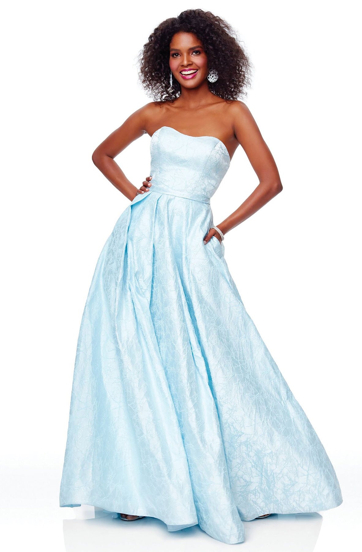 Clarisse - 3705 Strapless Semi-Sweetheart A-Line Gown In Blue