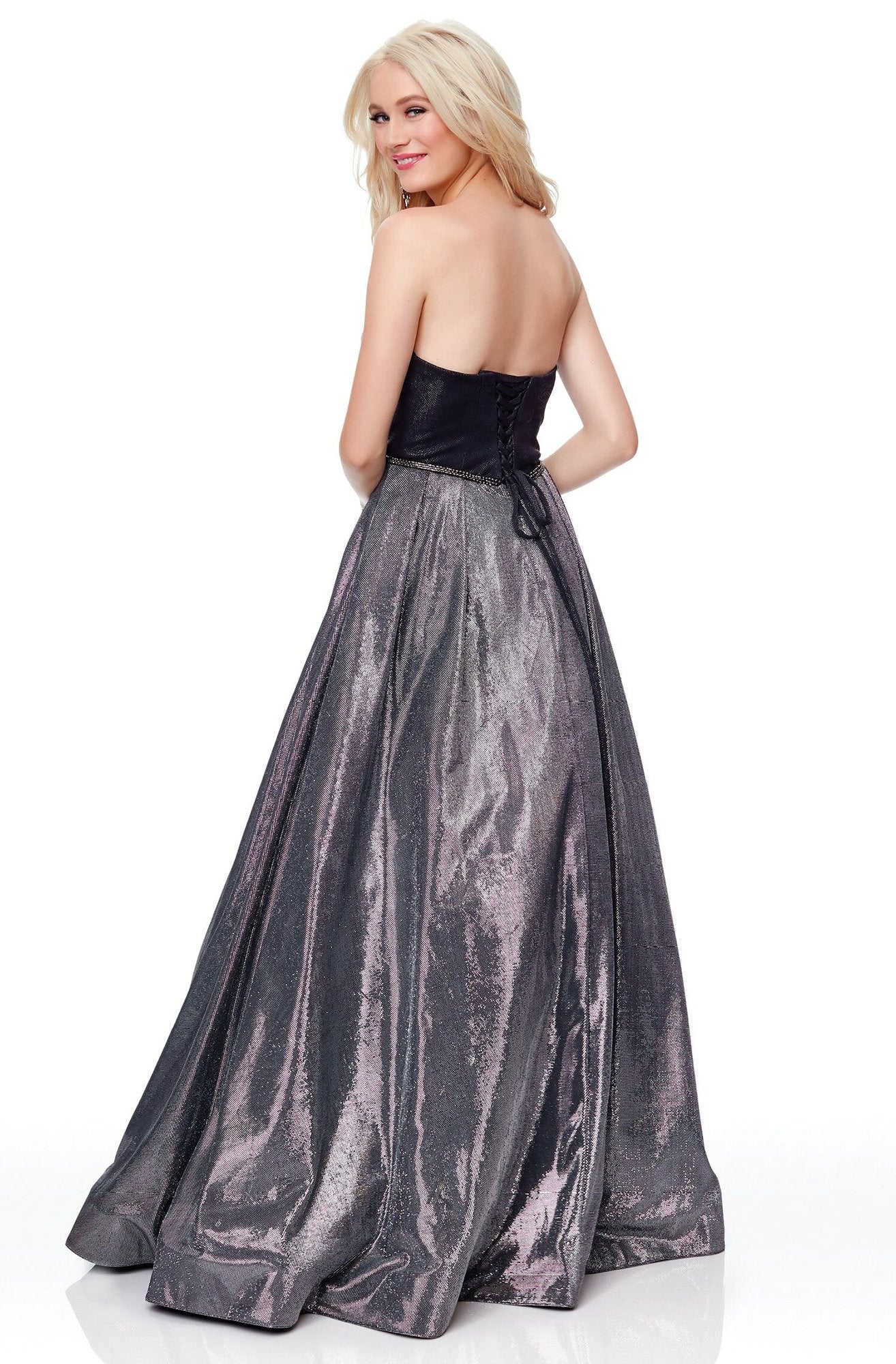 Clarisse - 3710 Glitter Novelty Strapless A-Line Gown In Gray