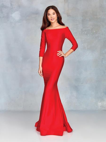 Clarisse - 3841 Quarter Length Sleeve Silky Jersey Mermaid Gown In Red
