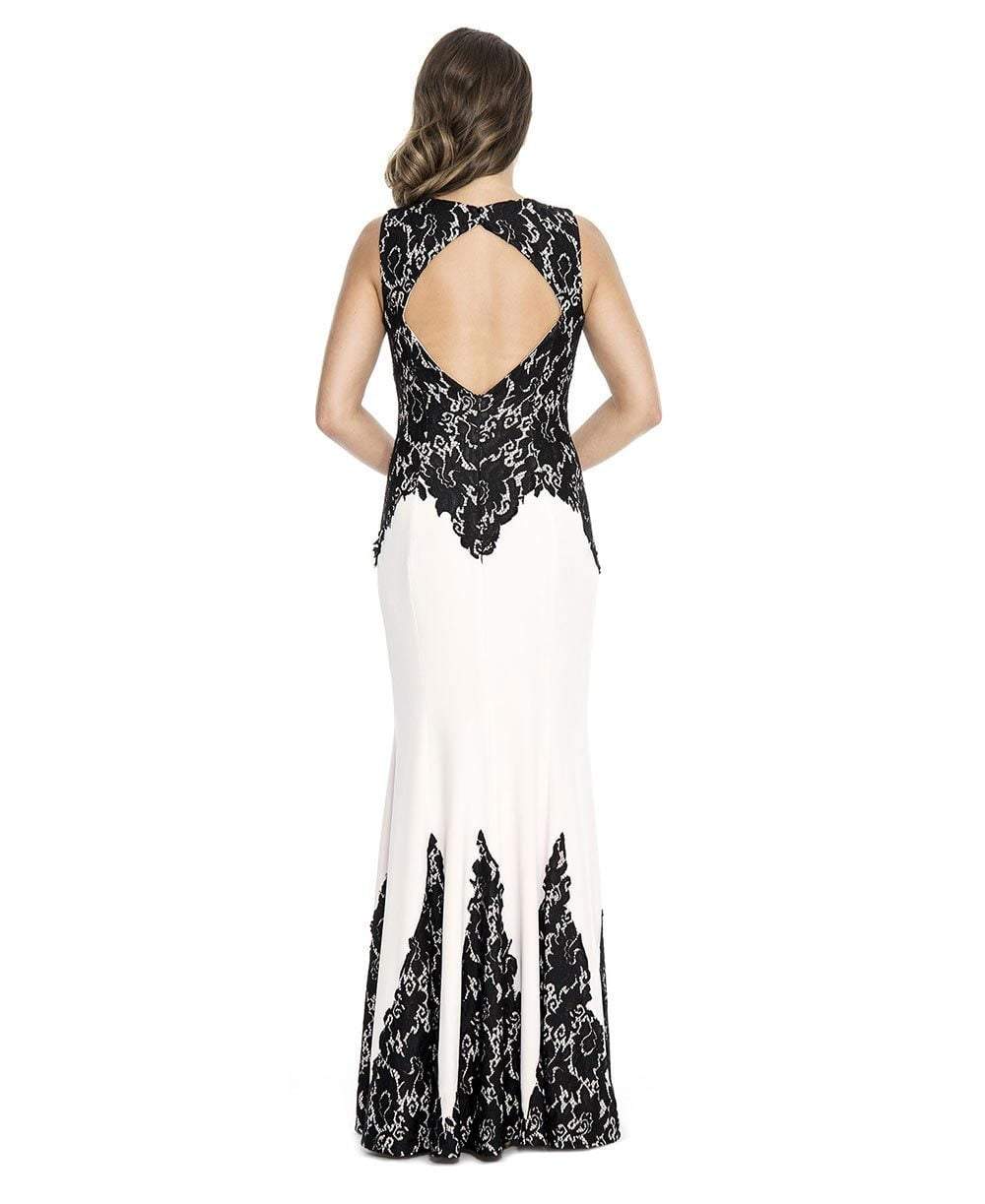 Decode 1.8 - 183973 Embroidered Fitted Jewel Evening Dress in Black and White