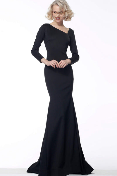 Jovani - 68663SC Long Sleeve Asymmetrical Neckline Evening Dress