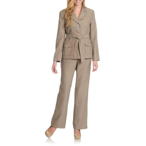 Danillo - 202166 Self Tie Twill Pants Suit in Brown