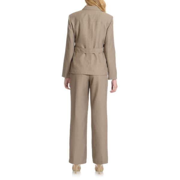 Danillo - 202166 Self Tie Twill Pants Suit in Brown