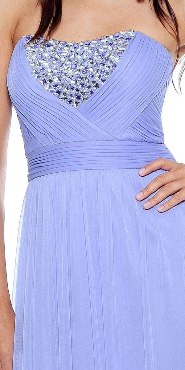 Decode 1.8 - 181935 Strapless Sweetheart Gemstone Detailed Gown in Purple