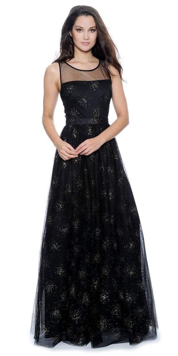 Decode 1.8 - 182171 Illusion Scoop Sleeveless Evening Gown in Black and Gold