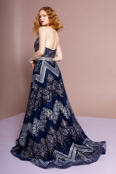 Elizabeth K - GL2649 Strapless Embellished A-line Gown In Blue