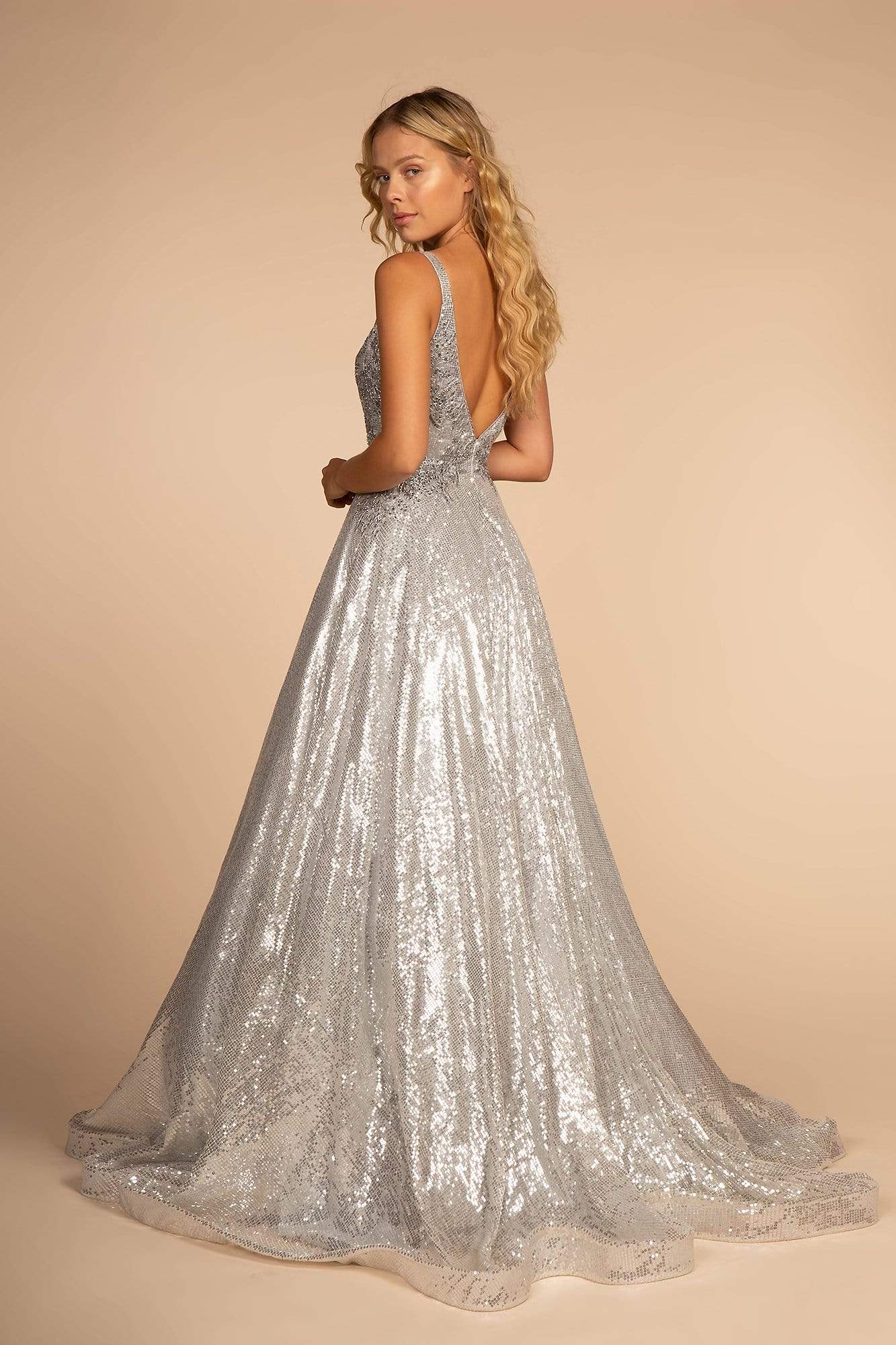 Elizabeth K - GL2652 Sequined Plunging V-Neck Gown Special Occasion Dress