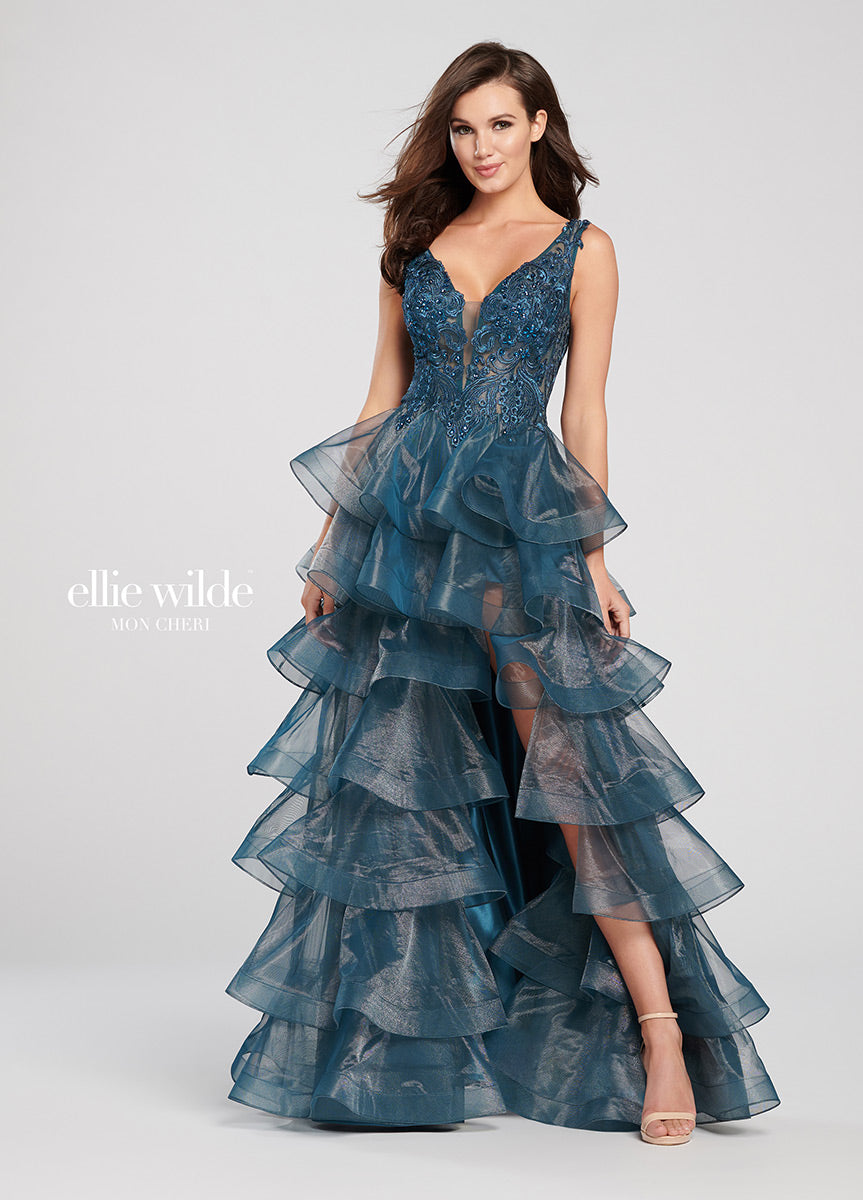 Ellie Wilde EW119106 - Ruffled A-Line Evening Gown