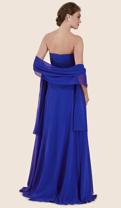 Rina Di Montella - RD2604 Pleated Sweetheart Chiffon A-line Gown in Blue