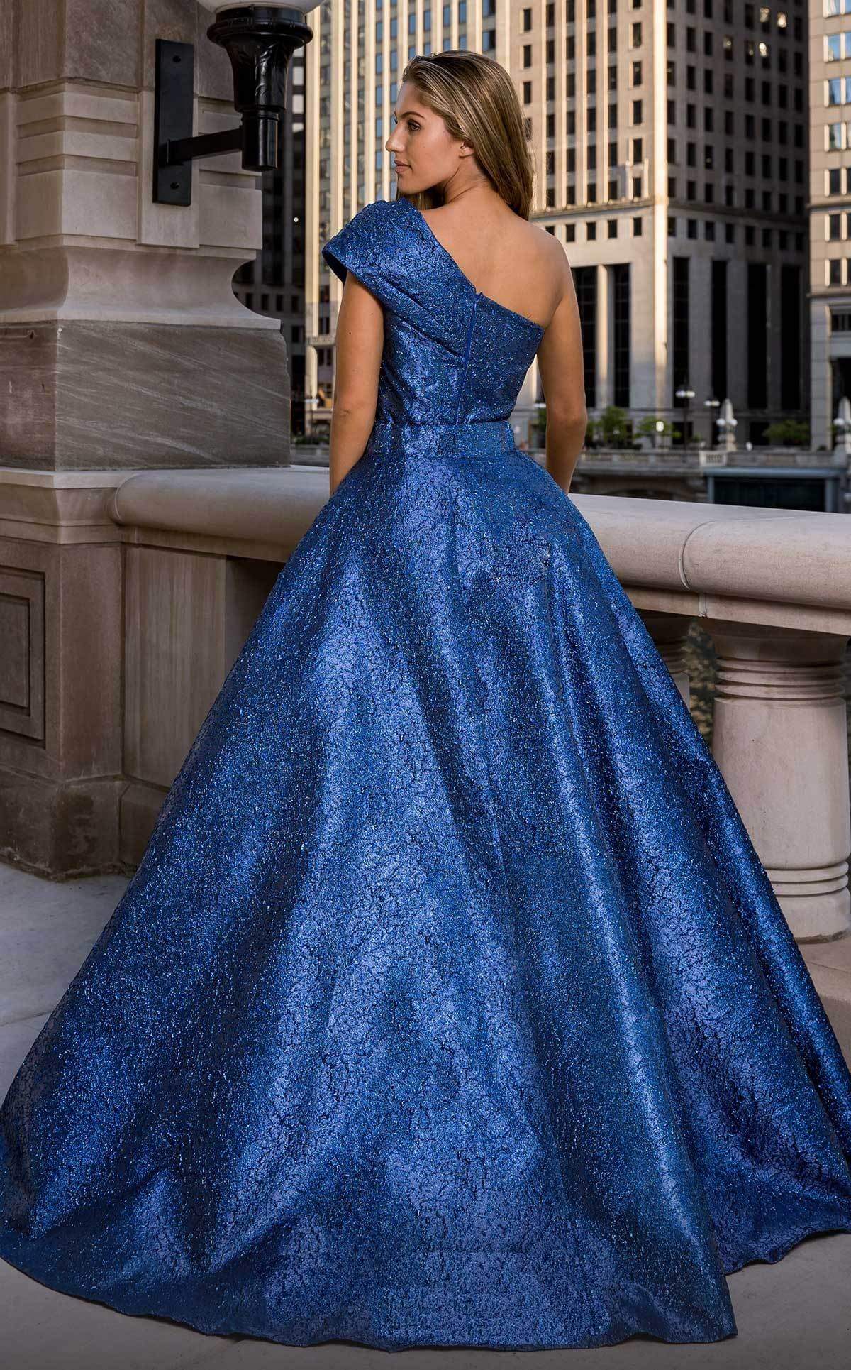 MNM COUTURE - F00613 One Shoulder Ruched Mermaid Dress With Overskirt Prom Dresses