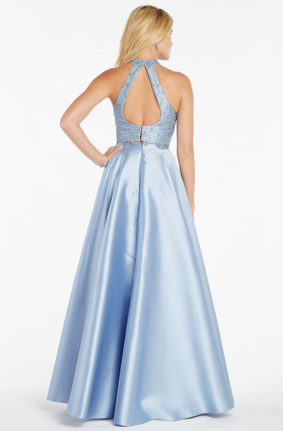 Alyce Paris - 60329 Flowy Two Piece Mikado Lace Prom Gown In Blue
