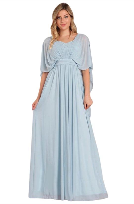 Eureka Fashion - Convertible Ruched A-line Evening Gown 9440 In Blue