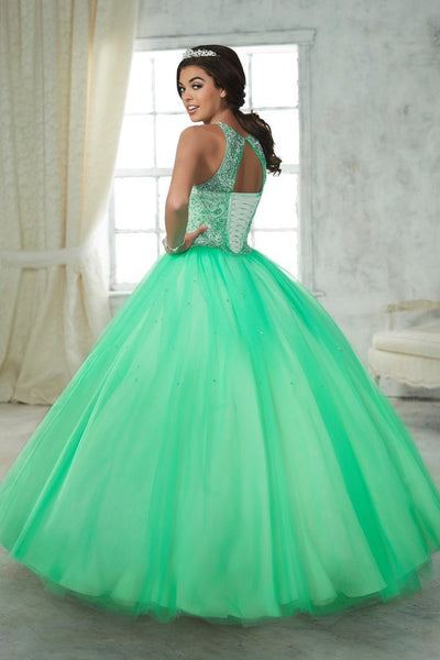 Fiesta Gowns - 56316 Sleeveless Beaded Halter Tulle Ballgown Special Occasion Dress