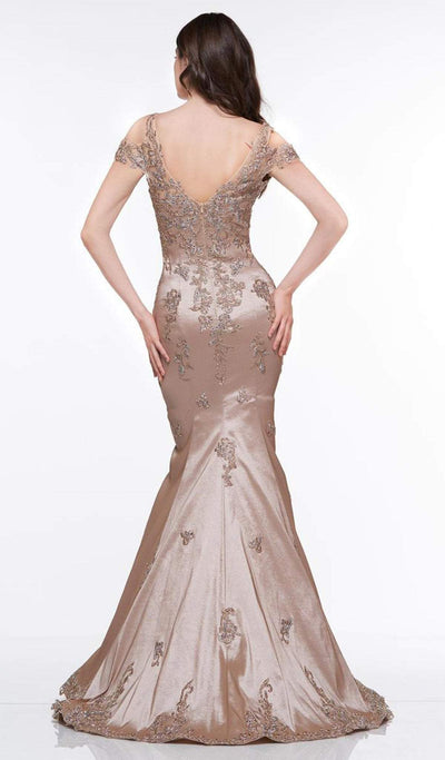 Glow by Colors - Cold Shoulders Beaded Trumpet Evening Gown G838S
