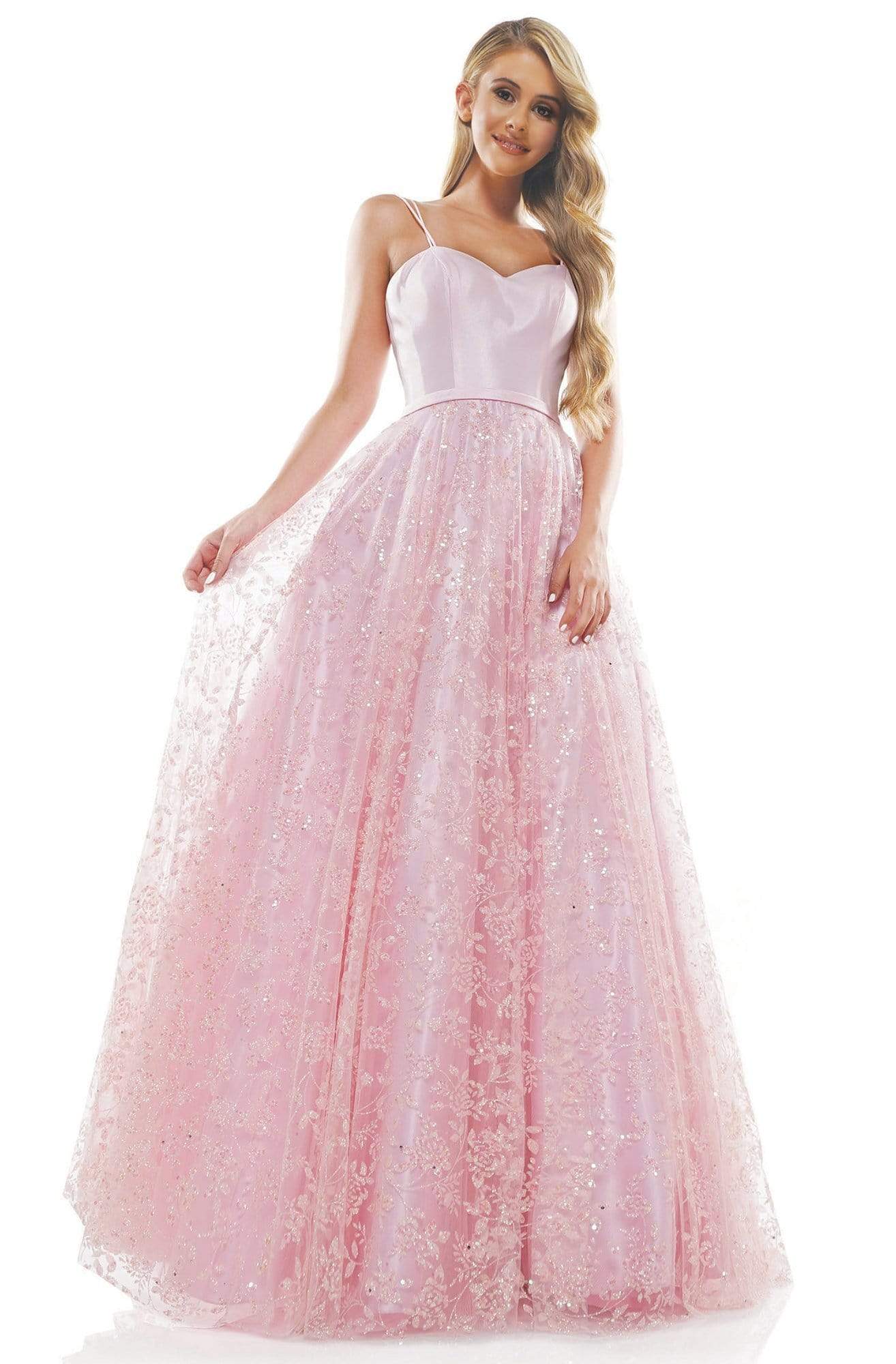 Glow Dress - G870 Embellished Skirt A-line Long Dress Prom Dresses 2 / Pink