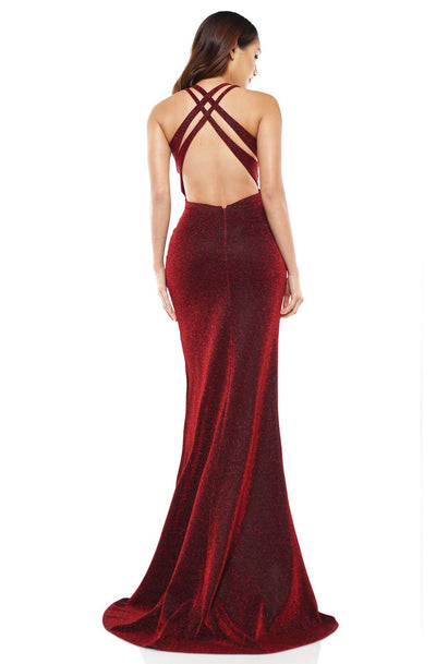Glow Dress - G893 Crisscross Back Slit Long Dress In Red