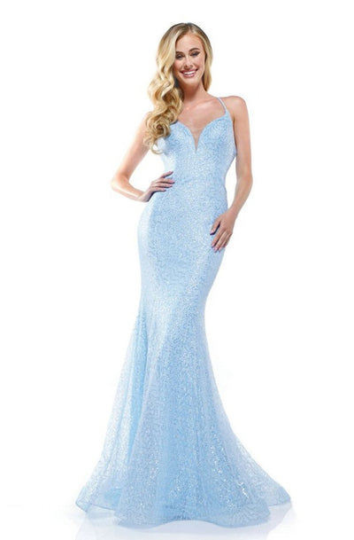 Glow Dress - G909 Strappy Sweetheart Mermaid Dress In Blue