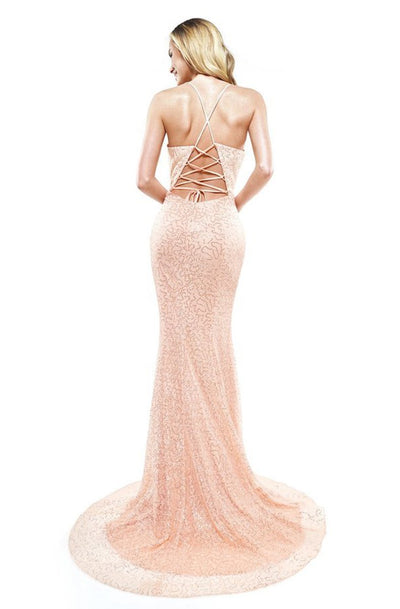 Glow Dress - G909 Strappy Sweetheart Mermaid Dress In Pink