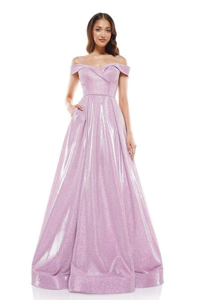 Glow Dress - G925 Glitter Knit Off-Shoulder Ballgown Ball Gowns 2 / Pink Multi