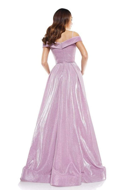 Glow Dress - G925 Glitter Knit Off-Shoulder Ballgown Ball Gowns