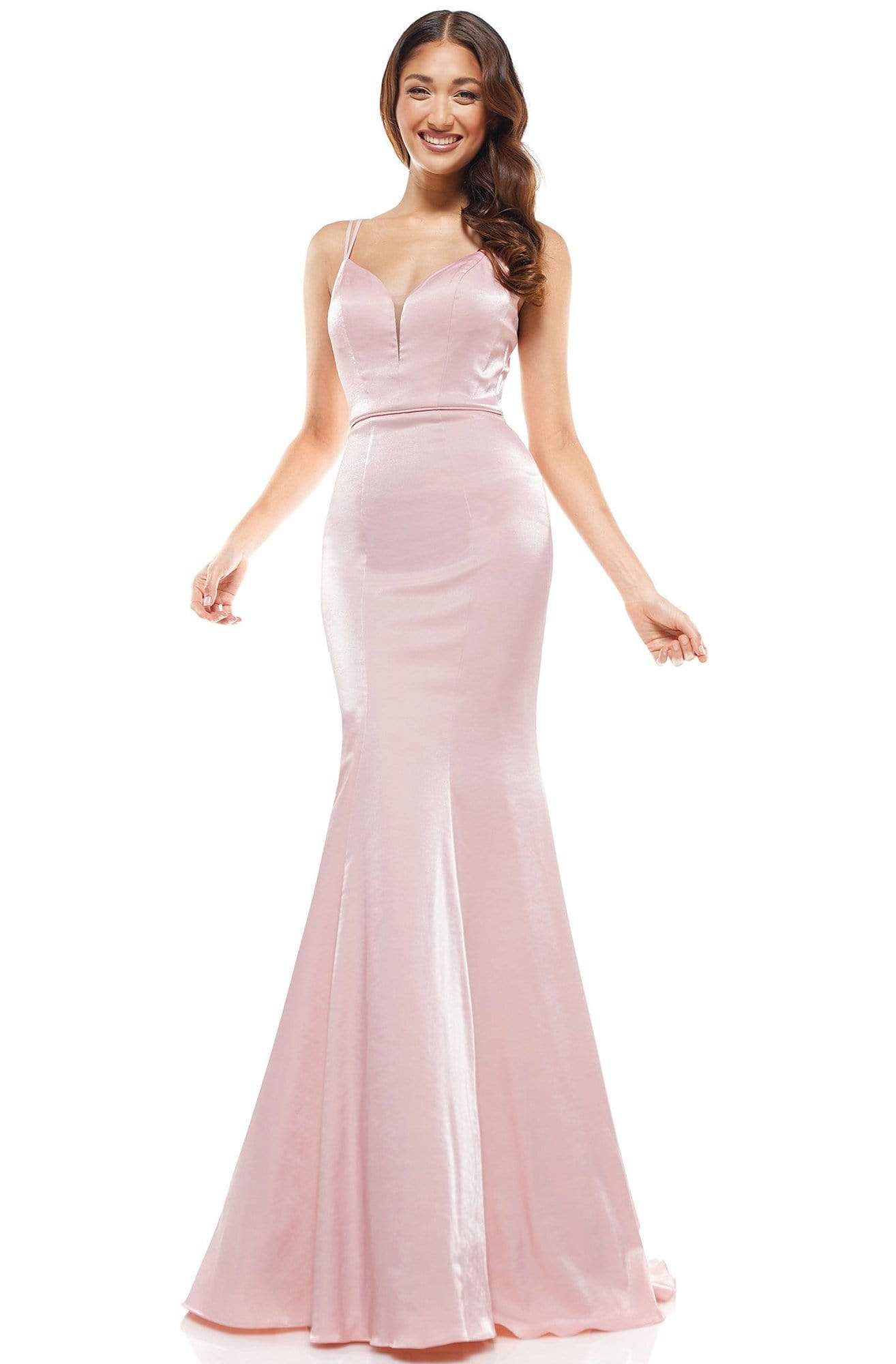Glow Dress - G926 Sleeveless Double Strap Satin Mermaid Gown Prom Dresses 0 / Pink