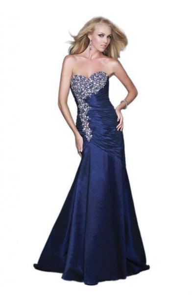 GiGi - Long Trumpet Gown with Jeweled Bodice 16226 In Blue