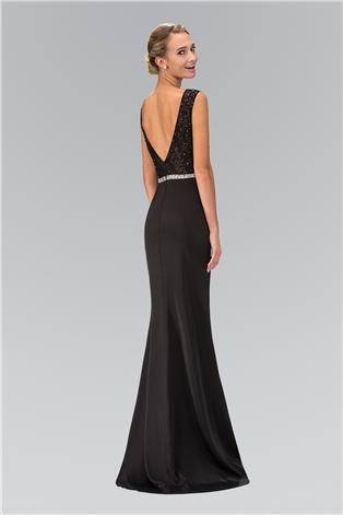 Elizabeth K GL1388- Bateau Sheath Dress with Open Back