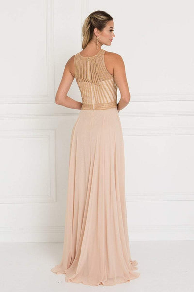 Elizabeth K - GL1563 Gilded Illusion Halter Chiffon A-line Dress Special Occasion Dress
