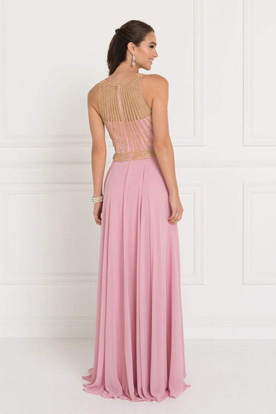 Elizabeth K - GL1563 Gilded Illusion Halter Chiffon A-line Dress Special Occasion Dress