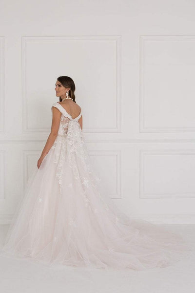 Elizabeth K Bridal - GL1589 Jewel Adorned Off Shoulder Trailing Paneled Gown Special Occasion Dress
