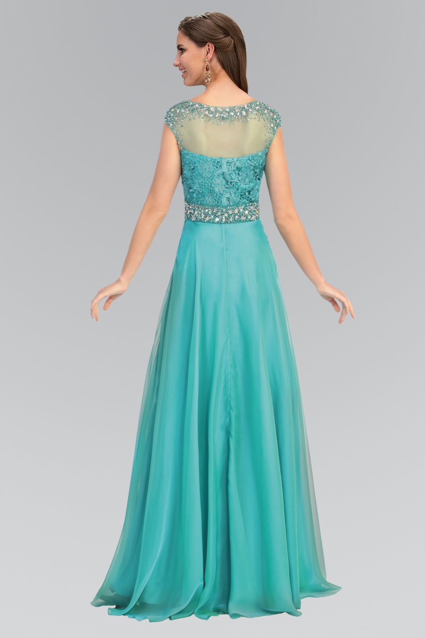Elizabeth K GL2002- Floral Appliqued A-line Evening Dress