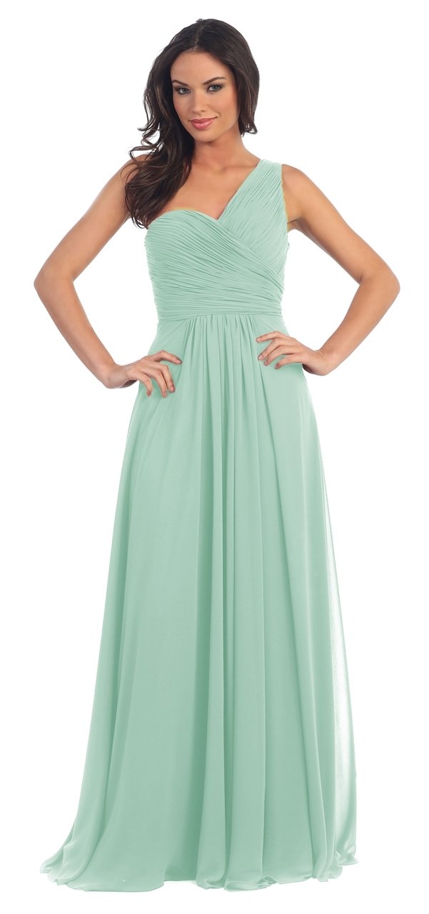 Elizabeth K - GL2028 Asymmetrical Ruched Chiffon Gown Special Occasion Dress XS / Baby Blue