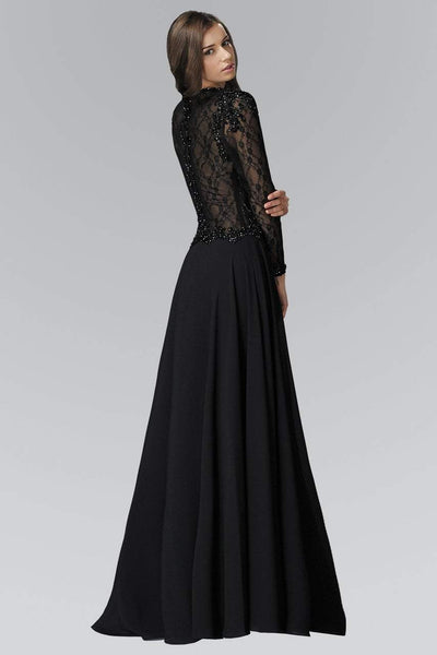 Elizabeth K GL2097- Jewel Long Sleeve A-line Evening Dress