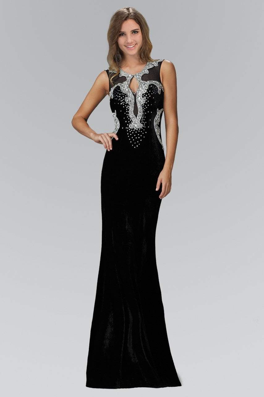 Elizabeth K - GL2167 Scoop Neckline with Open Back Velvet Gown Special Occasion Dress XS / Black