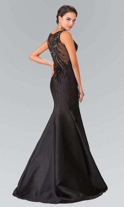 Elizabeth K GL2212 Sculpted V-Neck Mikado Trumpet Gown in Black CCSALE S / Black