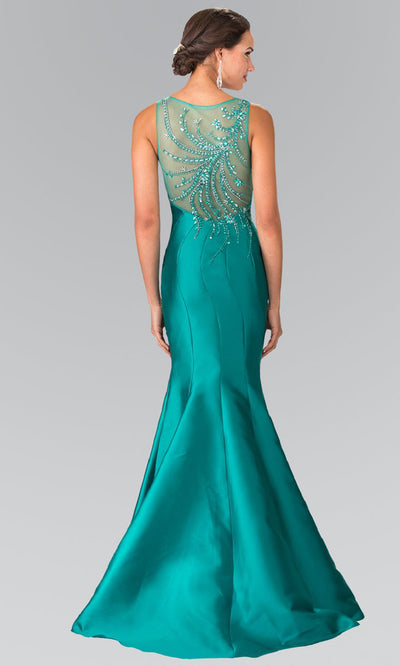 Elizabeth K GL2212 Sculpted V-Neck Mikado Trumpet Gown in Black - 1 pc Green in size 2XL Available CCSALE 2XL / Green
