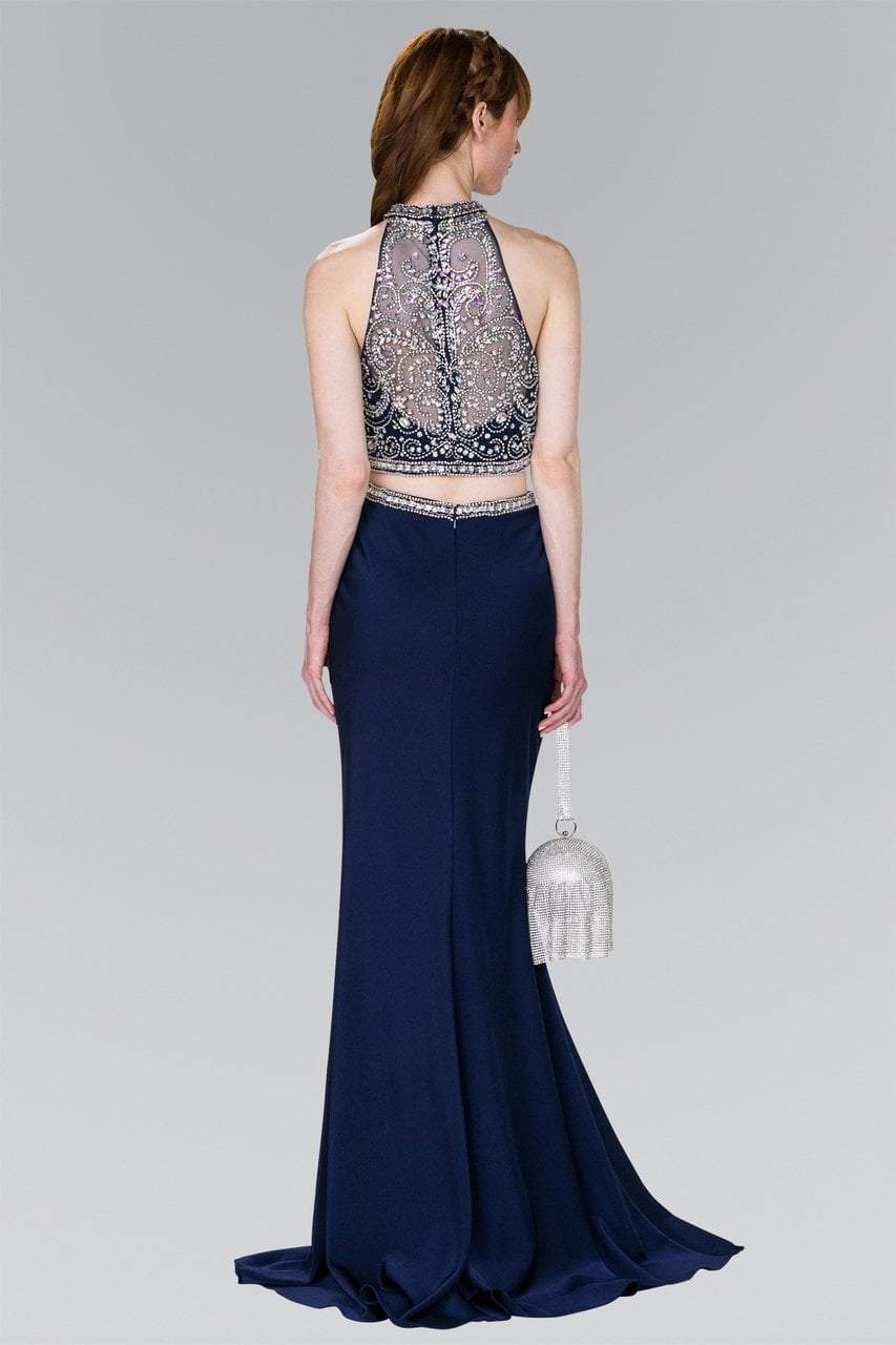 Elizabeth K - GL2424 Crystal Ornate Illusion High Neck Two-Piece Gown Special Occasion Dress