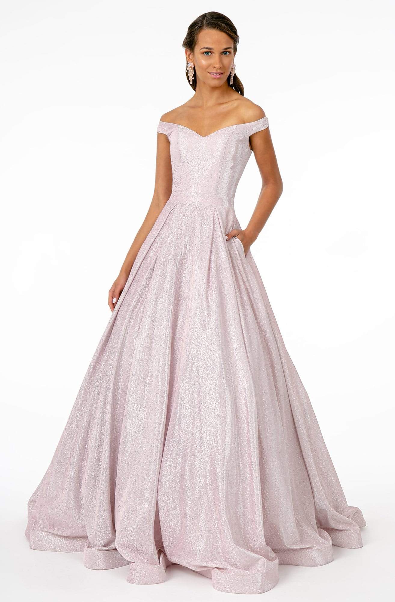 Elizabeth K - GL2904 Sweetheart Off-Shoulder Pleated Ballgown Ball Gowns XS / Blush