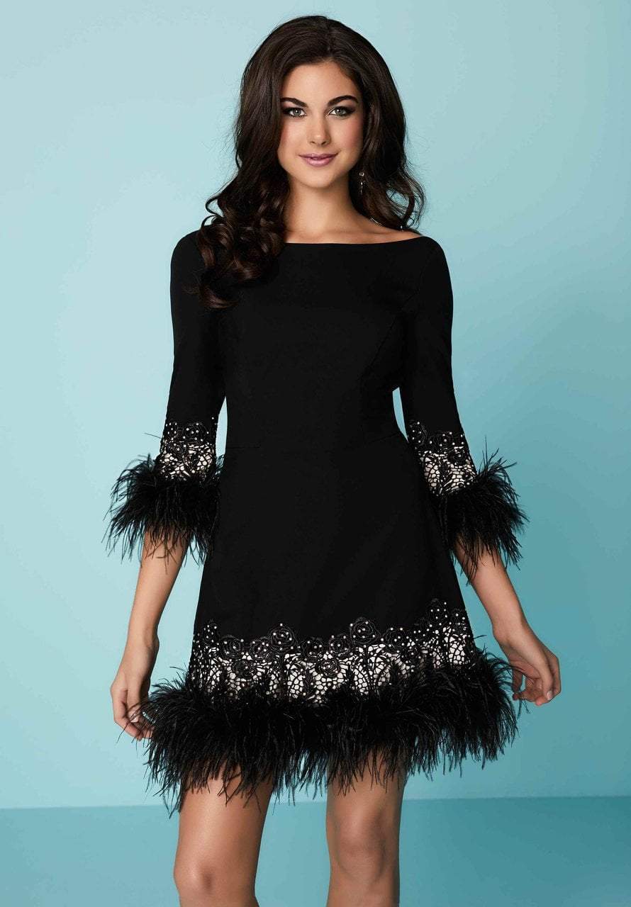 Tiffany Homecoming - 27142 Embellished Bateau Feathered Sheath Dress Special Occasion Dress