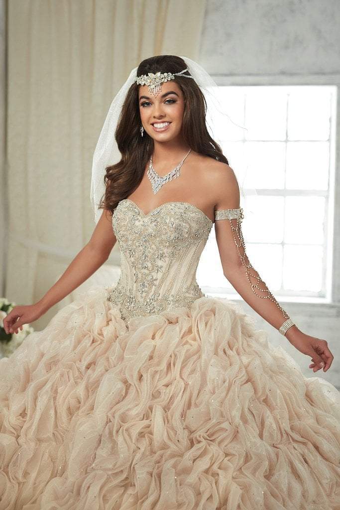 Quinceanera Collection - 26846 Strapless Sweetheart Ruffled Gown in Neutral