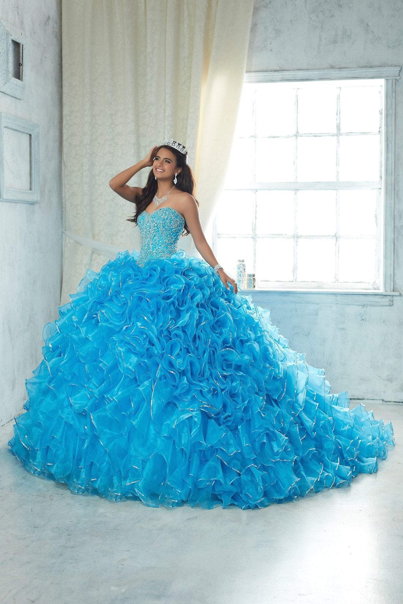 Quinceanera Collection - Studded Ruffle Organza Ballgown 26850SC