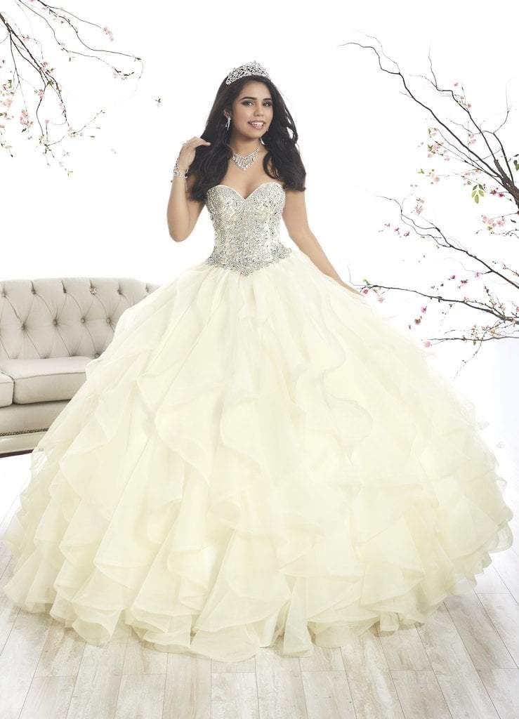 Quinceanera Collection - 26870 Crystal Sweetheart Corset Ballgown Special Occasion Dress 0 / Banana Cream