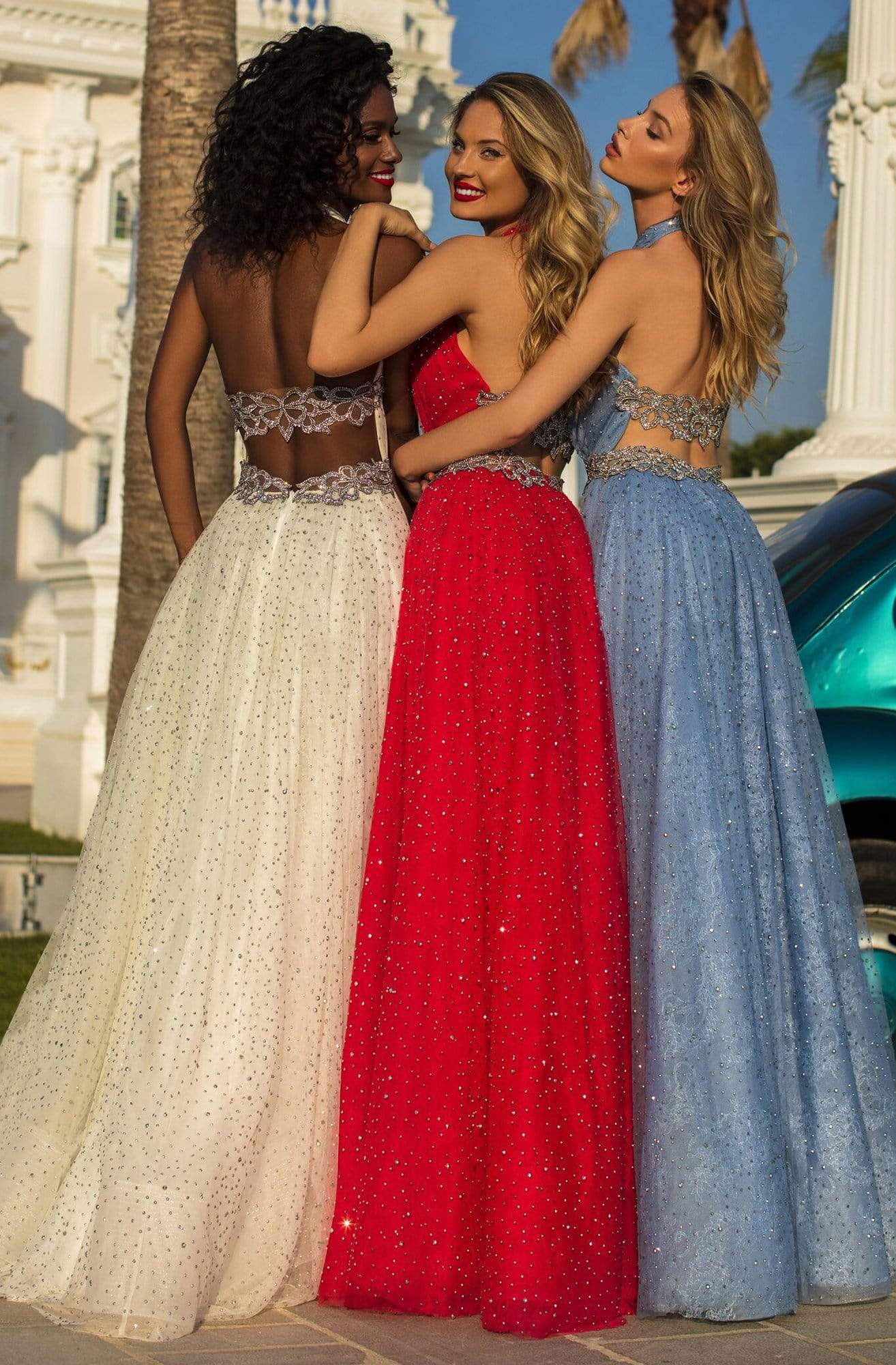 Tarik Ediz - 50710 Embellished Cross Halter A-line Dress Prom Dresses